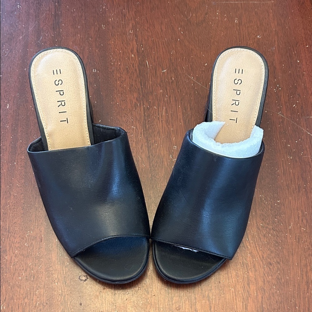 Esprit Black Women's Mules with 2 1/2” heel Size 7.5 NWOT